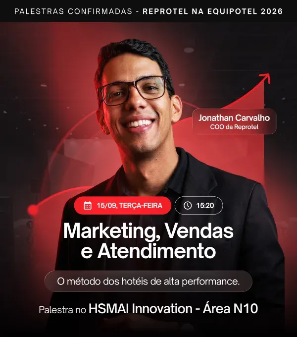 Palestra Marketing, Vendas e Atendimento, com Jonathan Carvalho, COO da Reprotel, em 15/09 às 15h20 no HSMAI Innovation, área N10