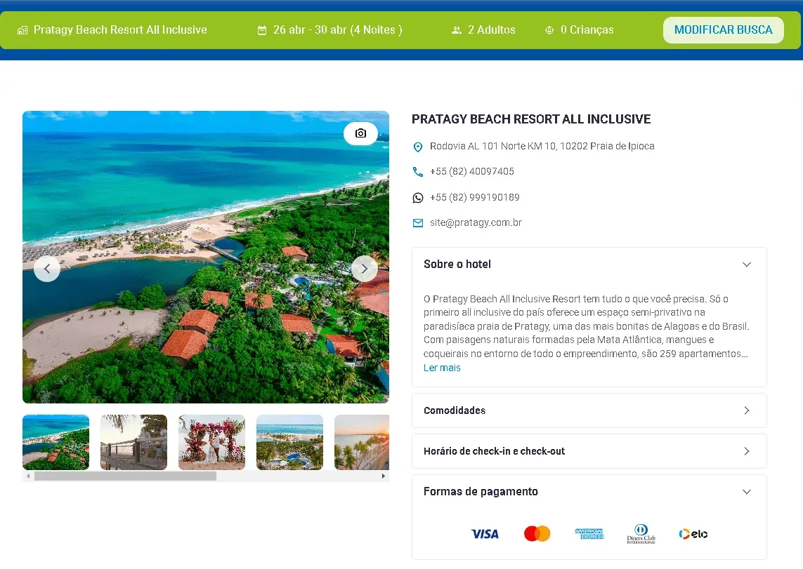 Painel do motor de reservas Letsbook
